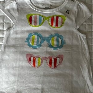 First Impressions White Kids' T-Shirt with Colorful Sunglasses Print NWT